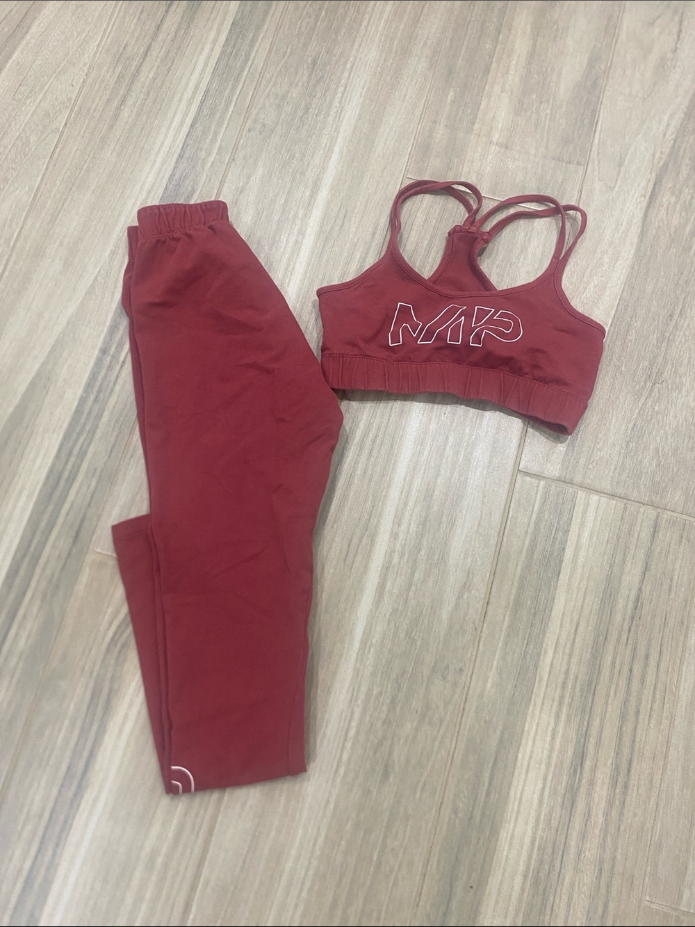 Maroon Strappy Sports Bra and Leggings Set
